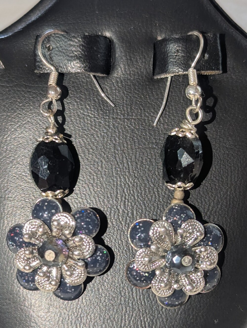 Midnight Galaxy Bloom earrings by PrimalNeed. Who says darkness can't sparkle?